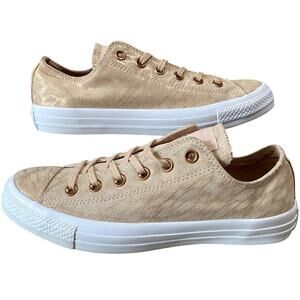 Converse Chuck Taylor Pink Rose Gold Metallic Suede Ox Women’s 9 Sneakers